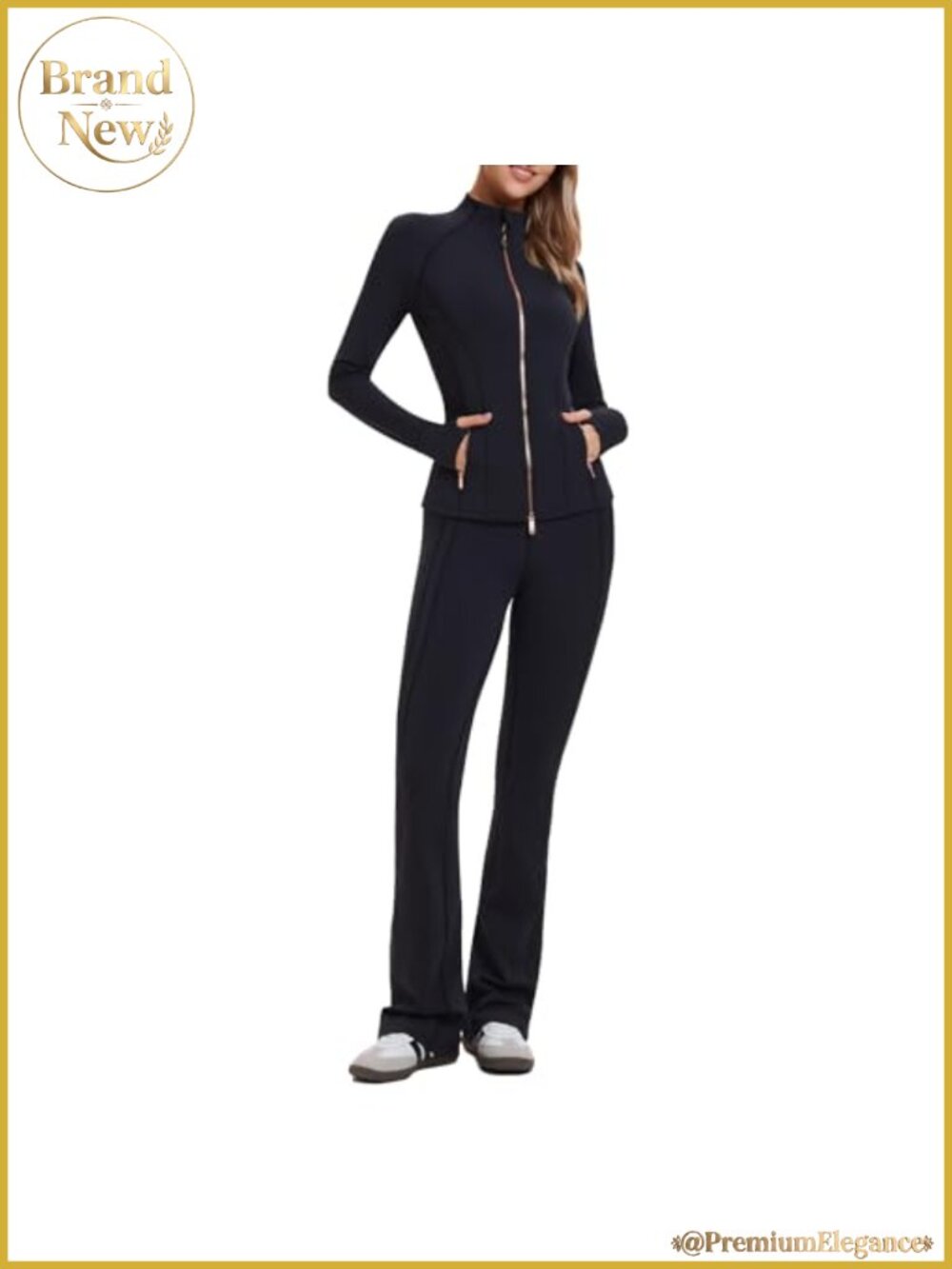 Women 2 Piece Sweatsuit Full Zip Jacket Striped Bell Bottom Pants Tracksuit Set